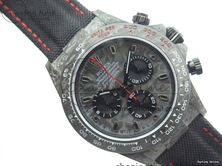 1218 WrinkleFree Daytona DIW Carbon OMF Best Edition Carbon Black Dial Red Hand on Black Nylon Strap A 2846